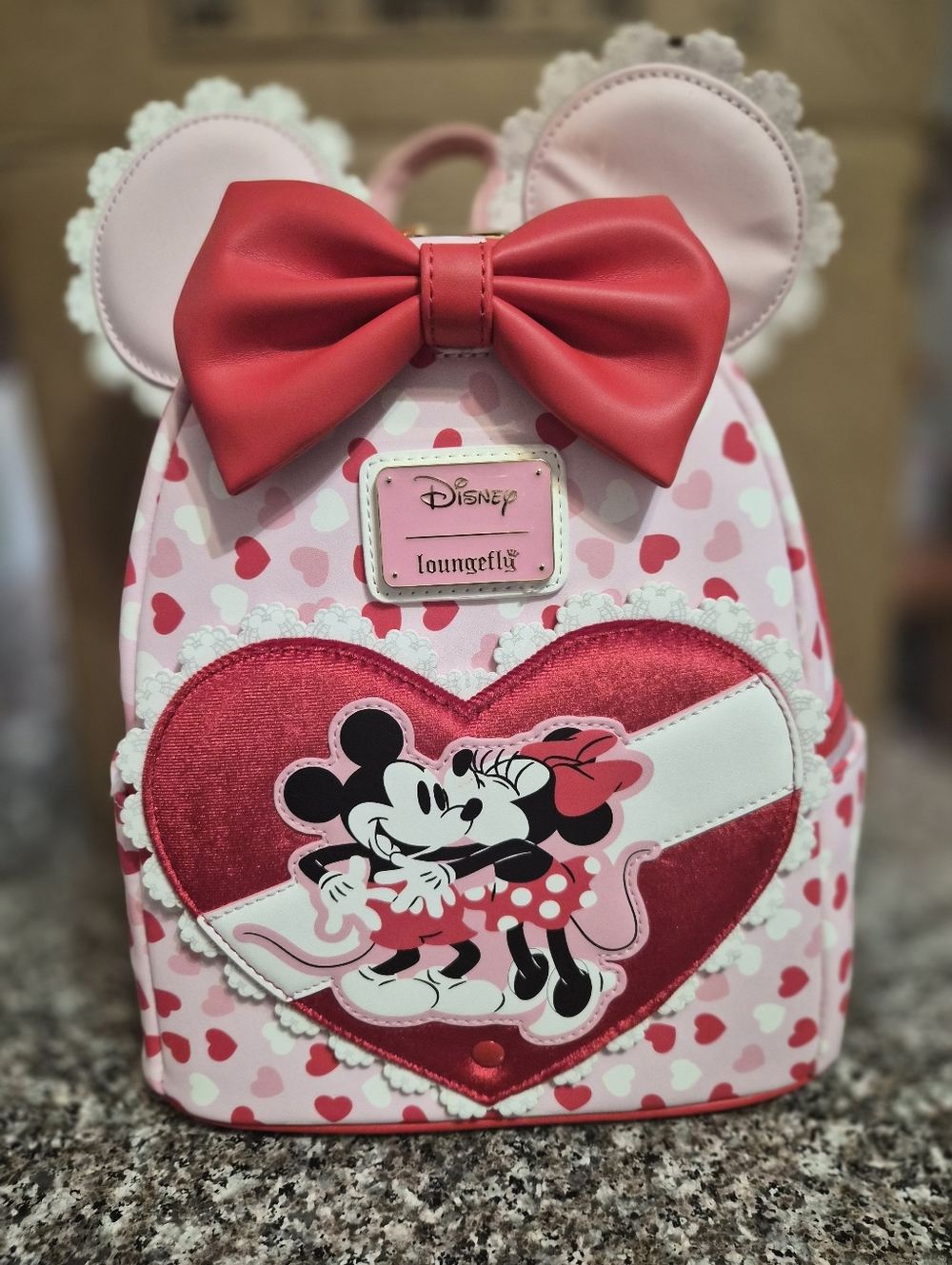 Loungefly Pink & Red Minnie Mouse Heart Backpack